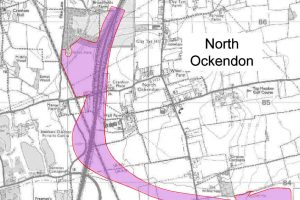 LTC Preferred Route 3 - Red Boundary - Ockendon to M25