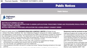 Lower Thames Crossing Statutory Consultation announced