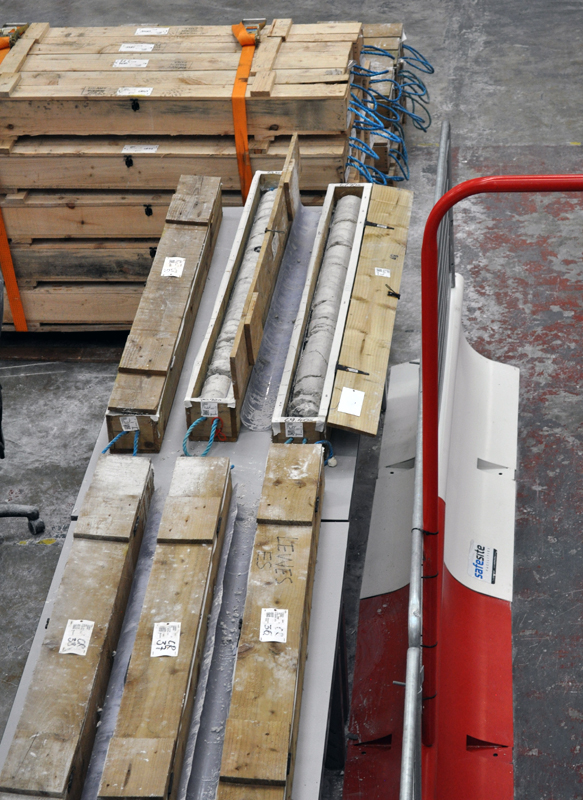 Lower Thames Crossing Ground Investigation Site Visit - Core Store facility showing core boxes with core samples in them