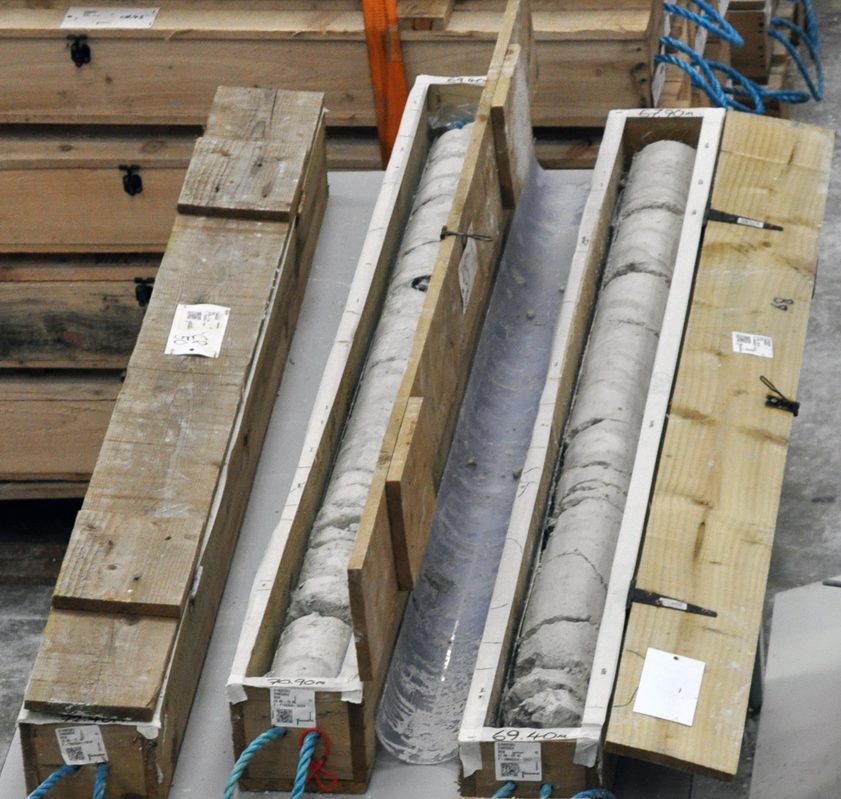 Lower Thames Crossing Ground Investigation Site Visit - Core Store facility showing core samples in core boxes