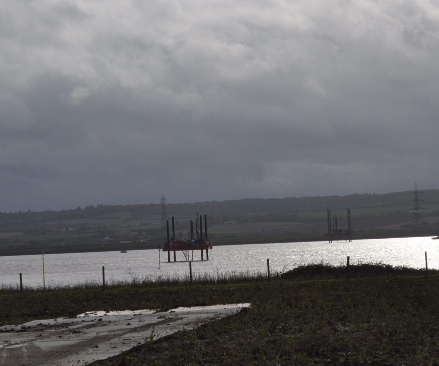 Lower Thames Crossing Ground Investigation Site Visit - Ground Investigation rig in the River Thames