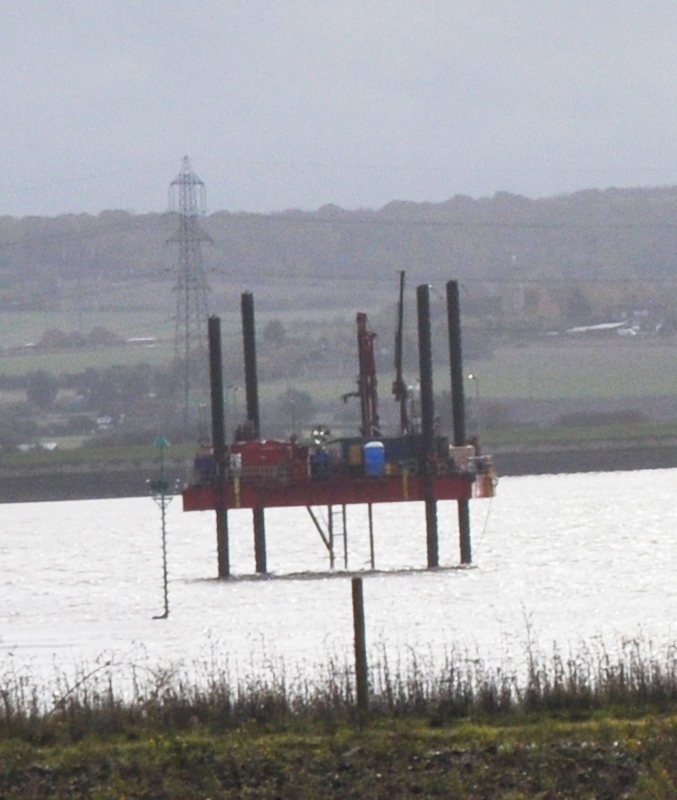 Lower Thames Crossing Ground Investigation Site Visit - Ground Investigation rig in the River Thames