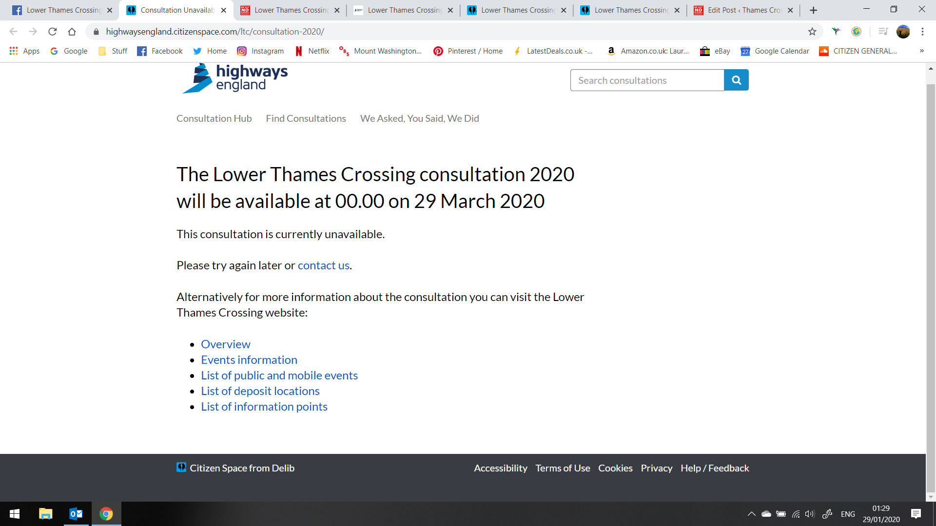 Lower Thames Crossing Supplementary Consultation Website Error