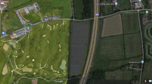 Cranham Solar Farm Google Satellite view, clearly showing an existing solar farm