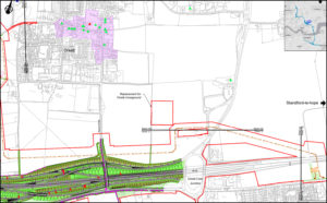 Map showing replacement land for Orsett Showground in which the replacement land appears to be within a section of land that is currently used for the car park on show day