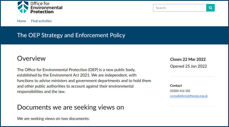 OEP Strategy and Enforcement Policy Consultation website