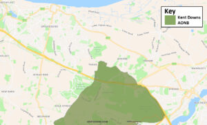 Map of Kent Downs Area of Outstanding Natural Beauty