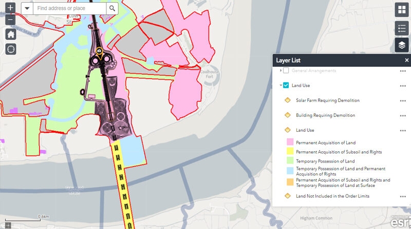 A screen capture of the LTC interactive map showing the layers option open