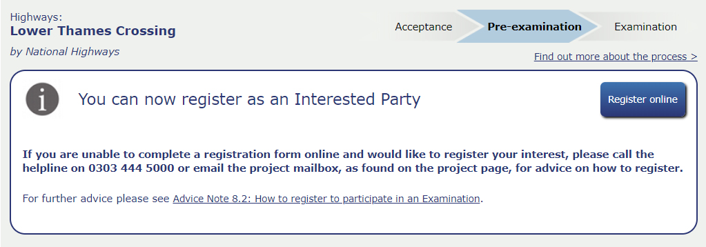 Registering as an Interested Party notification