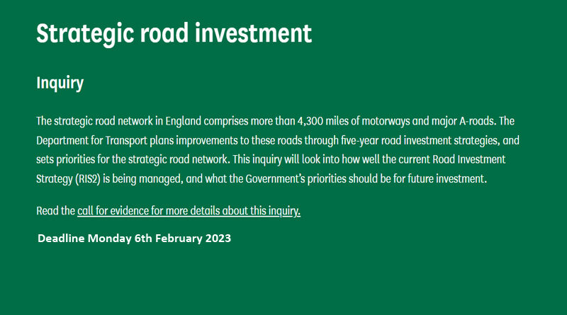 Strategic road investment Inquiry